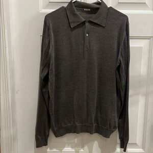 Malo Charcoal Cashmere Sweater Polo Shirt